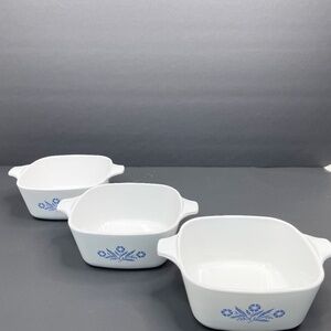 💙 Corning Ware Blue Cornflower Casserole Dishes – Set of 3 Vintage Baking Dishe